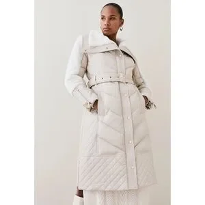 Karen Millen Jackets Coats Quilted Longline Faux Leather